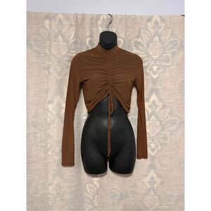 NEW WITH TAGS COTTON ON brown‎ long sleeve with adjustable tie SIZE SMALL